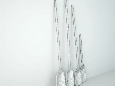 Set of Four Old Nepal Rice Shovels 3D model