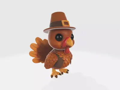 Thanksgiving Turkey with Pilgrim Hat 3D Print 3D print model