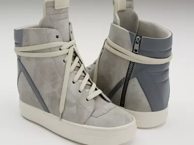 Sneakers Rick Owens Geobasket Converse Grey Low-poly 3D model