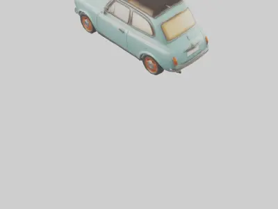 Retro Compact Car model Low-poly 3D model