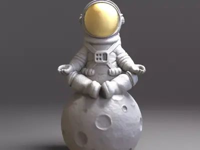 Astronaut on the Moon Sculpture Printable 3D print model
