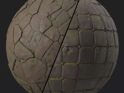 Pavement Materials 78- Brush Rock By Mossy By  Sbsar Pbr Texture