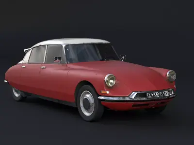 Rusted Citroen DS 19 Low-poly 3D model