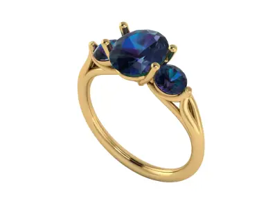 Women ring with stones for 3D printing gold and silver 3D print model