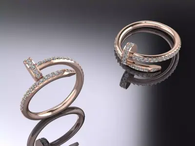 Jewelry Nail Gold Ring 3D print model