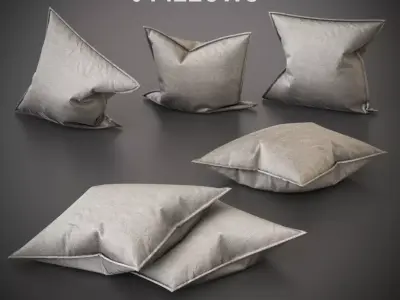 Pillow Set bean bag Low-poly 3D model