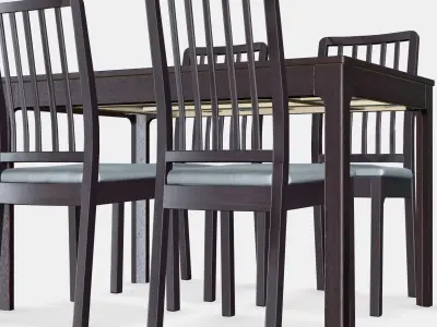 EKEDALEN - EKEDALEN table and 4 chairs Low-poly 3D model