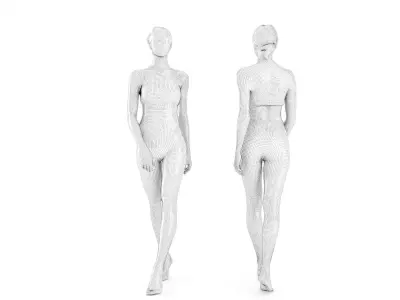 Scanned pretty female walking 15 Low-poly 3D model