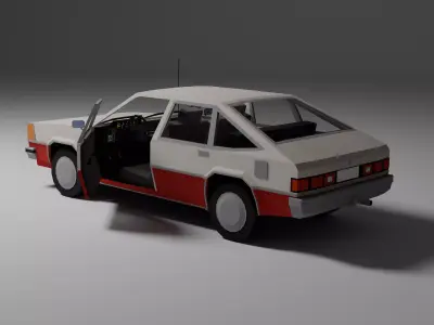 Low Poly 1980s Compact Hatchback 3D Model Car11 Low-poly 3D model