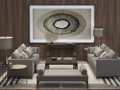 BALTHUS SOFA   MILTON STOOL    CAVUS  LIGHT   10 in 1 3D model 3D model