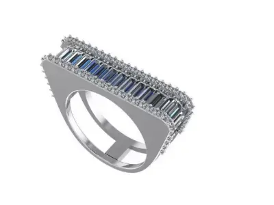 Luxury baguette ring  3D print model