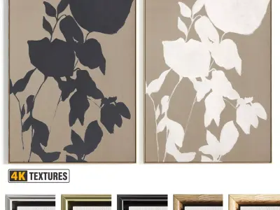 Plaster Two Photo Frame 487 Low-poly 3D model