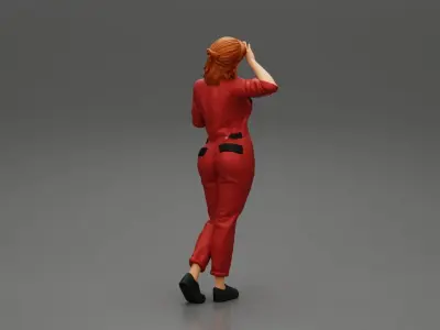 Tired woman mechanic holding a spanner 3D print model