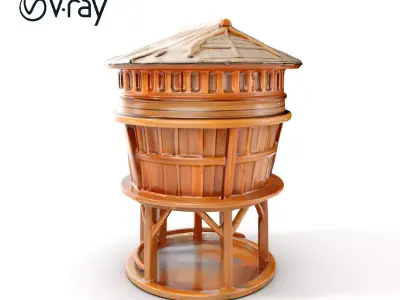 Wooden Water Tower model pack Low-poly 3D model
