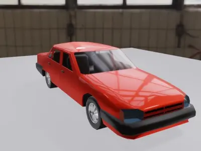Basic Car - Red - Carro Low-poly 3D model