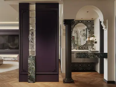 Luxury living room dining room interior scenes 08 3D model