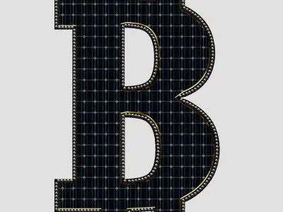 Solar Panel BTC Sign 3D model