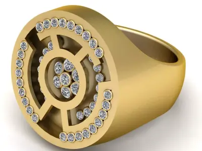 Men Diamond Cluster Ring 3D Printable Model Free 3D print model