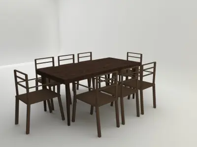 TABLE dining with six chairs 3D model
