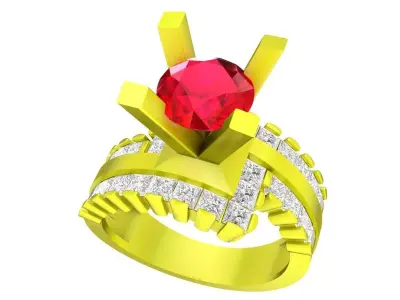 A7684 Hongkong Style Luxury Diamond Women Ring 3D Print 3D print model