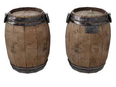 Low-Poly Pirate Barrel Game-Ready Low-poly 3D model