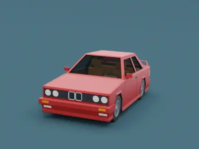 Stylized Cartoon Euro Coupe Car  Low-poly 3D model