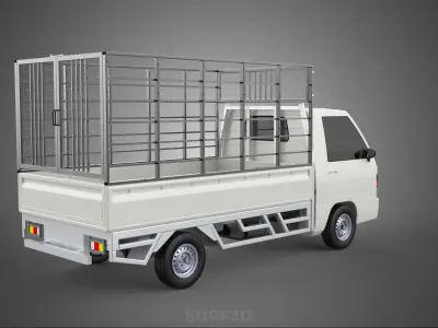 FARM CATTLE PICKUP CAR FLATDECK DELICA L300 TRUCK CAGE CARGO BED 3D model