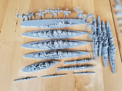 German Miniature WWII Warship Collection 3D print model