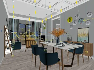 Nordic style Living Room Design 3D model