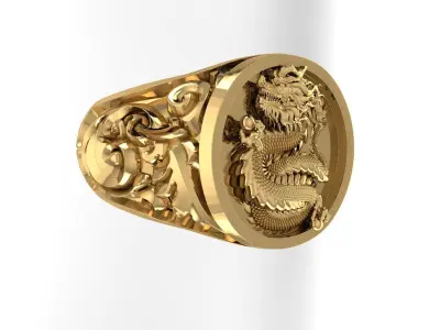 KimMaiJewelry-Ring chinese dragon ring gold 3D model
