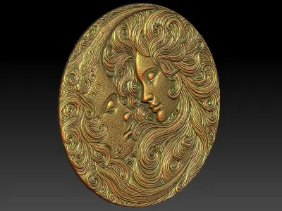 1 circle decoration CNC Relief Model 3D print model