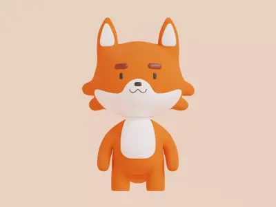Cute 3d FOX Low-poly 3D model