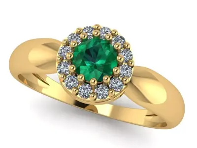 Ring with Brilliant Halo and Central Stone 3D print model