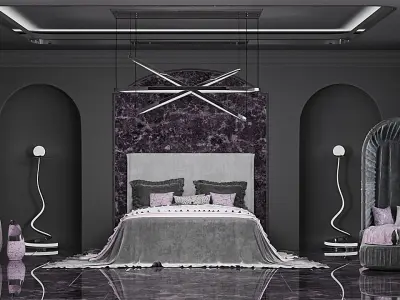 purple bedroom 3D model