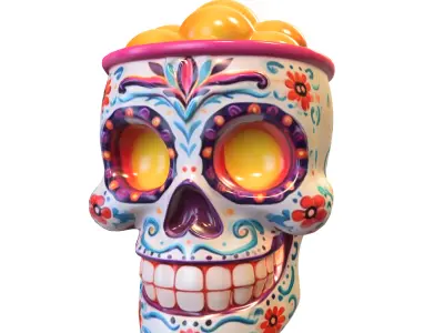 Day of the Dead Skull Candy Bowl Low-poly 3D model
