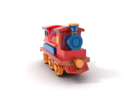 Colorful Wooden Train model pack Low-poly 3D model