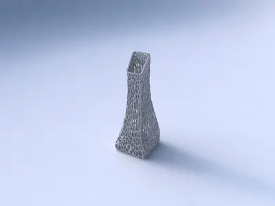 Vase squeezed and bent rectangle with dense organic lattice 2 3D print model