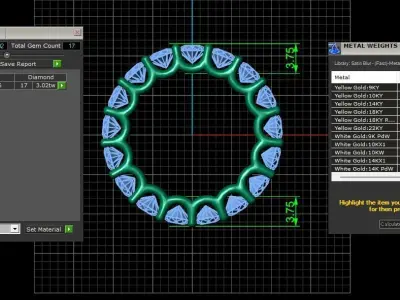 U Shaped Eternity Ring 3 point 6 mm stone size swiss 9 and EU49 3D print model