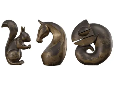 nimals Collection - Squirrel- Horse- and Chameleon Abstract Low-poly 3D model