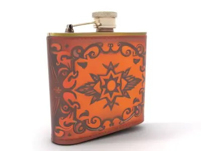 Engraved Leather Flask model pack Low-poly 3D model