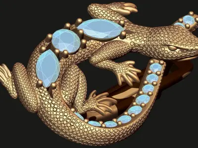 LIZARD EARRINGS ENCRUSTED WITH GEMSTONES 3D print model
