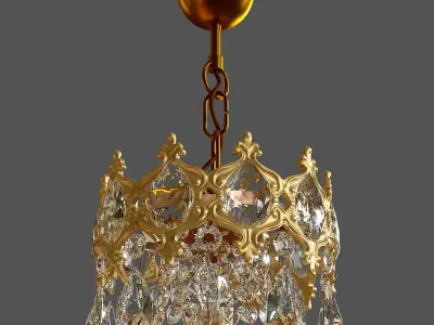 LARGE VINTAGE CRYSTAL Chandelier Low-poly 3D model