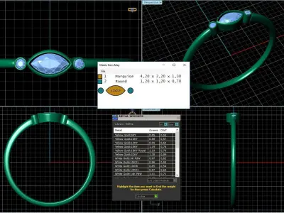 Delicate Three Diamond ring with  Marquise  Diamond 3D print model