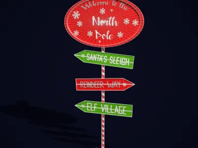 North Pole Sign  Low-poly 3D model