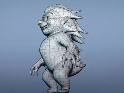 Honey badger cartoon character for Blender Low-poly 3D model