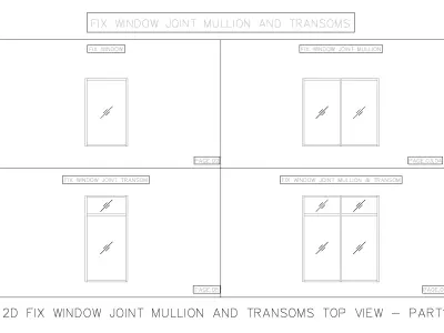 2D FIX WINDOW JOINT MULLION AND TRANSOMS TOP VIEW 3D model
