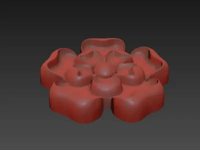 Round carved rosette flower 3D model