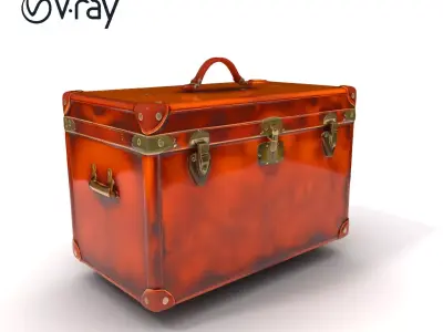 Vintage Leather Trunk Model Pack Low-poly 3D model
