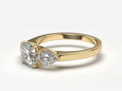 Three Stone diamond Ring 3D print model