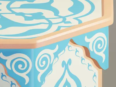 Hand painted hexagonal Moroccan table 3D model